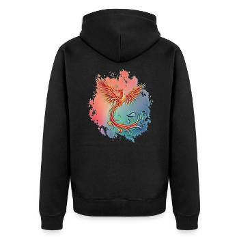 Phoenix - Unisex Premium Organic Zip Hoodie - black - Back - Nico (187cm)