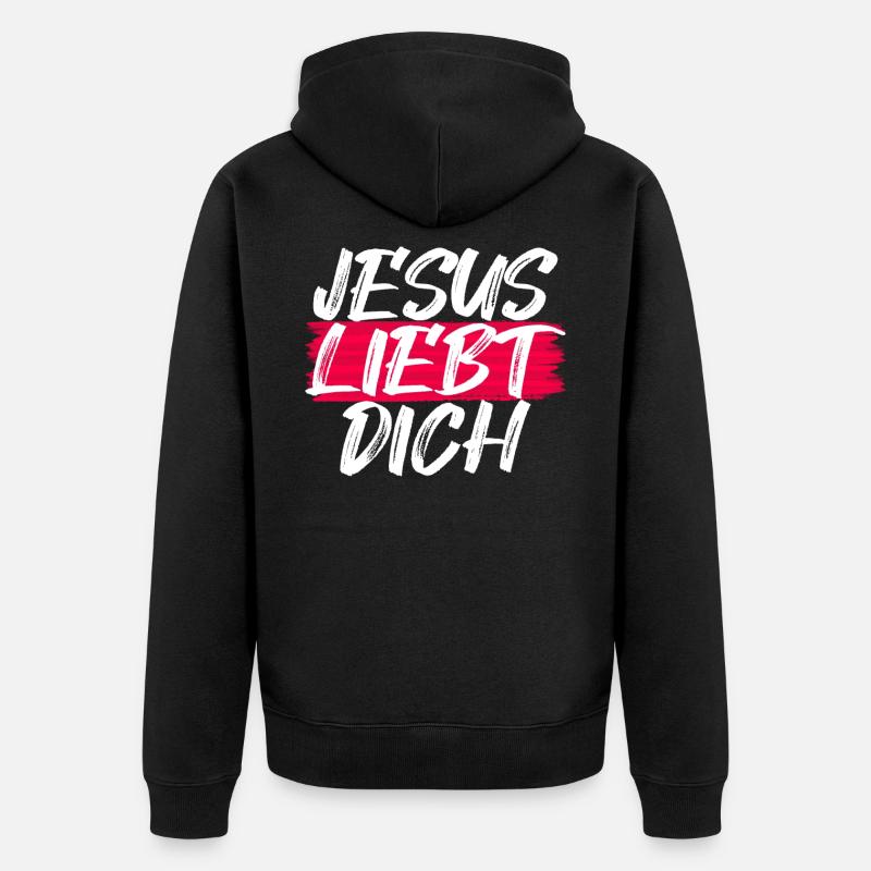 Jesus liebt dich Geschenk - Unisex Premium Bio Zip Hoodie - Schwarz