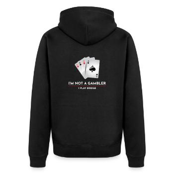 Kartenspiele Casino Bridge Spieler Gamer Geschenk - Unisex Premium Bio Zip Hoodie - Schwarz - Hinten - Nico (187cm)