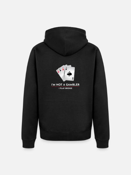 Gry karciane Casino Bridge Player Gift - Ekologiczna rozpinana bluza z kapturem Premium unisex - czarny