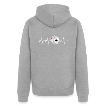 Jeux de cartes Casino Poker Player Gamer Heartbeat - Veste à capuche bio Premium Unisexe - gris chiné - Dos - Nico (187cm)