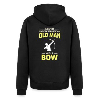 Bogenschießen Lustige Sprüche Bogen Pfeil Bogenschütze Alter Mann - Unisex Premium Bio Zip Hoodie - Schwarz - Hinten - Nico (187cm)