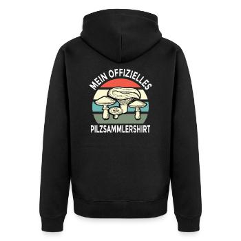 Retro Pilzsammler Pilze Outfit - Unisex Premium Bio Zip Hoodie - Schwarz - Hinten - Nico (187cm)