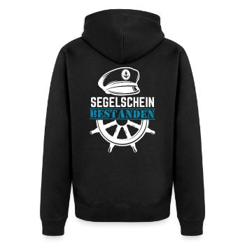 Segelschein bestanden Spruch für Segler - Unisex Premium Bio Zip Hoodie - Schwarz - Hinten - Nico (187cm)