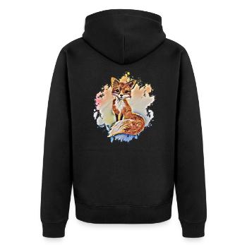 Fox - Unisex Premium Organic Zip Hoodie - black - Back - Nico (187cm)
