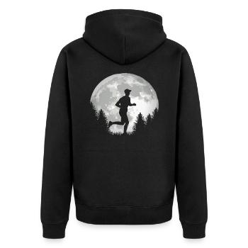 Running Runner Shirt For Runners - Unisex Premium Bio Zip Hoodie - Schwarz - Hinten - Nico (187cm)