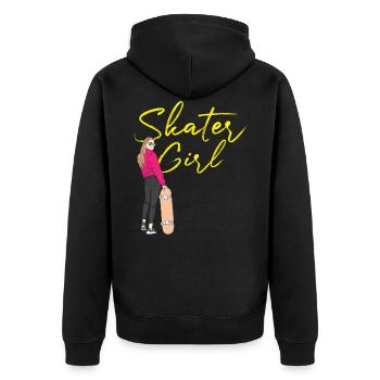 Skater Girl - Skategirl Skateboard Mädchen - Unisex Premium Bio Zip Hoodie - Schwarz - Hinten - Nico (187cm)