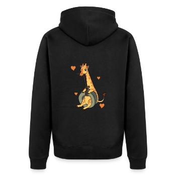 Girafe mignonne - coeur de girafe à bascule - Veste à capuche bio Premium Unisexe - noir - Dos - Nico (187cm)