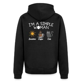 Cats Shirt - Sun Coffee Cat - Unisex Premium Organic Zip Hoodie - black - Back - Nico (187cm)