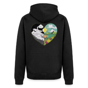 Day night heart volcano Stylishly creative - Unisex Premium Organic Zip Hoodie - black - Back - Nico (187cm)