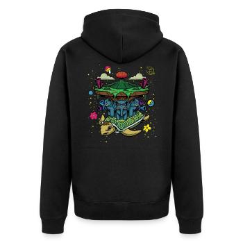 Champignon tortue ballon à air chaud éléphant - Veste à capuche bio Premium Unisexe - noir - Dos - Nico (187cm)