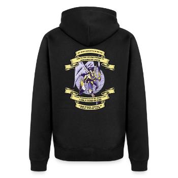 Jesus Teufel Religion Mann Sturm Botschaft - Unisex Premium Bio Zip Hoodie - Schwarz - Hinten - Nico (187cm)