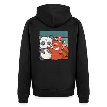 Chemise panda et panda rouge pour les amoureux des pandas - Veste à capuche bio Premium Unisexe - noir - Dos - Nico (187cm)