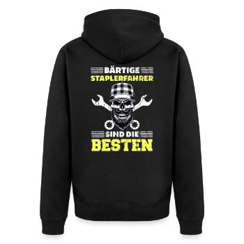Lagerist Fachlagerist Logistiker Lagerarbeiter - Unisex Premium Bio Zip Hoodie - Schwarz - Hinten - Nico (187cm)