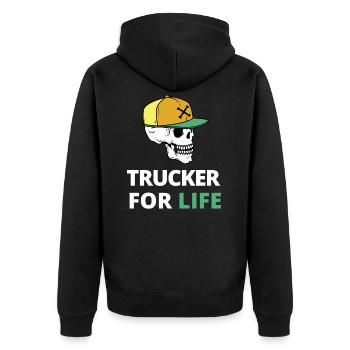 Trucker for life - Unisex Premium Organic Zip Hoodie - black - Back - Nico (187cm)