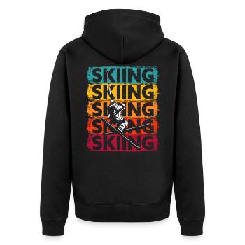 Ski Vintage - Skifahrer - Unisex Premium Bio Zip Hoodie - Schwarz - Hinten - Nico (187cm)