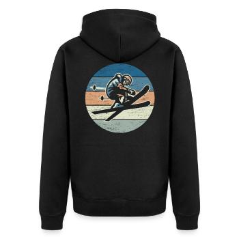 Ski Fahrer Vintage - Unisex Premium Bio Zip Hoodie - Schwarz - Hinten - Nico (187cm)