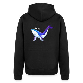 Blauwal und Taucher Design - Unisex Premium Bio Zip Hoodie - Schwarz - Hinten - Nico (187cm)