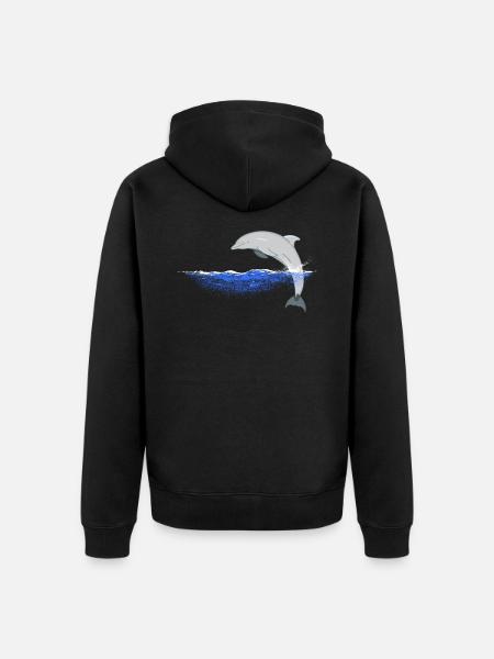 Jumping dolphin dolphins design - Unisex Premium Organic Zip Hoodie - black