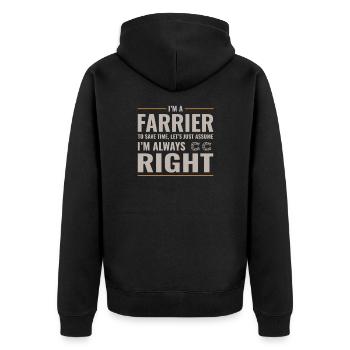 Farrier Blacksmith Funny Gift - Unisex Premium Organic Zip Hoodie - black - Back - Nico (187cm)