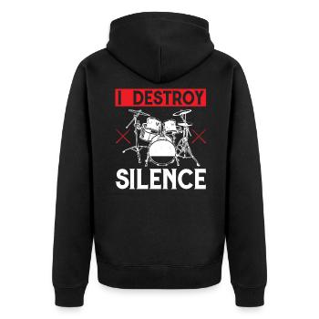 Je détruis le silence tambour batteur grand-père - Veste à capuche bio Premium Unisexe - noir - Dos - Nico (187cm)