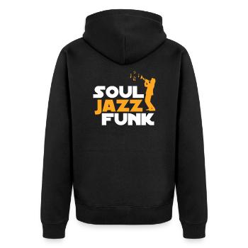 Soul jazz funk - Unisex Premium Organic Zip Hoodie - black - Back - Nico (187cm)