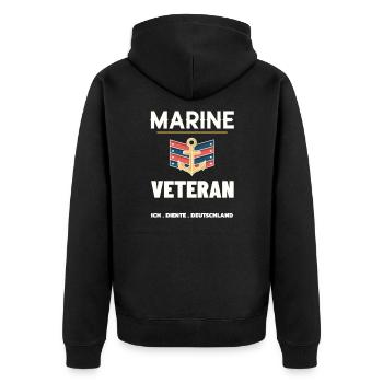 Ich. Diente.Deutschland. Marine Veteran Soldat - Unisex Premium Bio Zip Hoodie - Schwarz - Hinten - Nico (187cm)