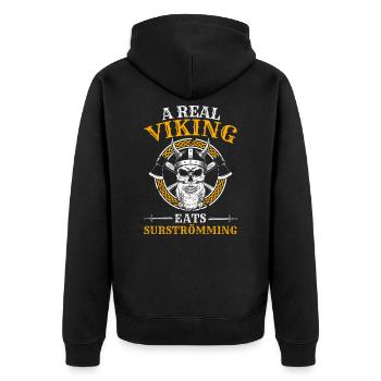 Surstromming fish Viking saying - Unisex Premium Organic Zip Hoodie - black - Back - Nico (187cm)