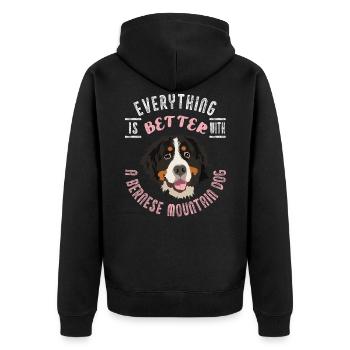 Berner Sennen Hund Sennenhund Alles Besser Geschen - Unisex Premium Bio Zip Hoodie - Schwarz - Hinten - Nico (187cm)