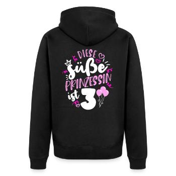 3. Geburtstag Mädchen 3 Süße Prinzessin Geburtstag - Unisex Premium Bio Zip Hoodie - Schwarz - Hinten - Nico (187cm)