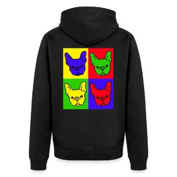 französische bulldogge t shirt damen Herren - Unisex Premium Bio Zip Hoodie - Schwarz - Hinten - Nico (187cm)