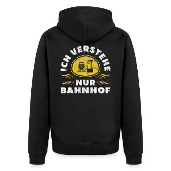 Lokomotivführer Eisenbahner Zugführer Lokführer - Unisex Premium Bio Zip Hoodie - Schwarz - Hinten - Nico (187cm)