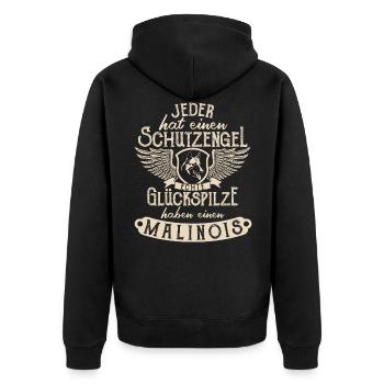 Belgian Malinois Schäferhund Geschenkidee - Unisex Premium Bio Zip Hoodie - Schwarz - Hinten - Nico (187cm)