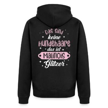 Belgian Malinois Glitzer Hundehaare Geschenkidee - Unisex Premium Bio Zip Hoodie - Schwarz - Hinten - Nico (187cm)