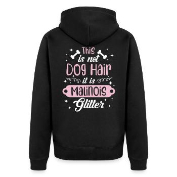 Idée cadeau belge de poils de chien à paillettes Malinois - Veste à capuche bio Premium Unisexe - noir - Dos - Nico (187cm)