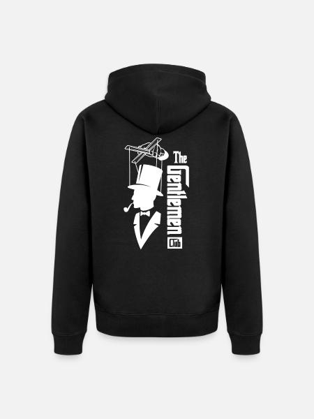 Herrasmiesklubi Kummisetä Isoisä Lustig - Premium unisex luomu-huppari vetoketjulla - musta