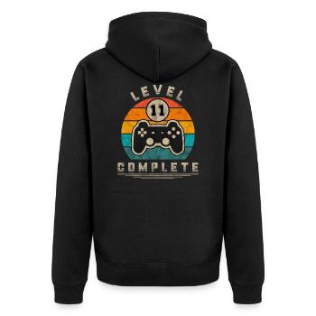 Idée cadeau complète de Geek de jeu rétro de niveau 11 - Veste à capuche bio Premium Unisexe - noir - Dos - Nico (187cm)