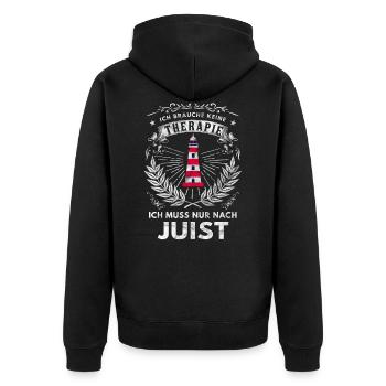 Juist Insel Urlaub Souvenir - Unisex Premium Bio Zip Hoodie - Schwarz - Hinten - Nico (187cm)