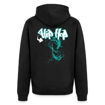 Hip Hop Rap-Musik - Unisex Premium Bio Zip Hoodie - Schwarz - Hinten - Nico (187cm)