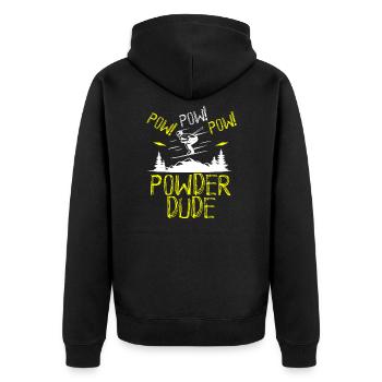 Powder dude - Unisex Premium Organic Zip Hoodie - black - Back - Nico (187cm)