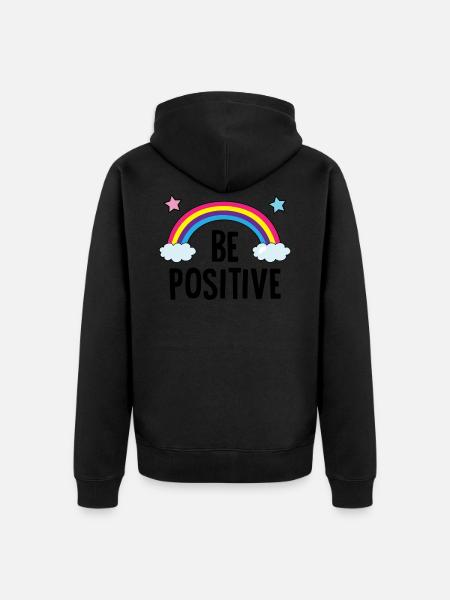 Be Positive Rainnbow Stickers - Unisex Premium Organic Zip Hoodie - black