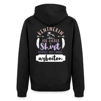 rente abschied kollegin Rentnerin Ruhestand - Unisex Premium Bio Zip Hoodie - Schwarz - Hinten - Nico (187cm)