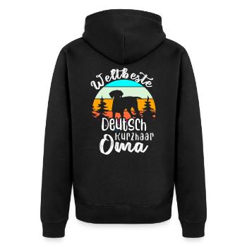 weltbeste deutsch kurzhaar oma - Unisex Premium Bio Zip Hoodie - Schwarz - Hinten - Nico (187cm)