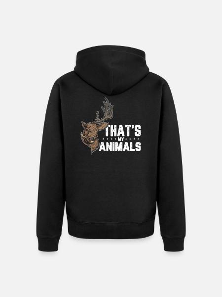 Sanglier sanglier cerf chasseur - Veste à capuche bio Premium Unisexe - noir