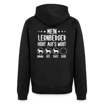 Leonberger Hund Geschenk - Unisex Premium Bio Zip Hoodie - Schwarz - Hinten - Nico (187cm)