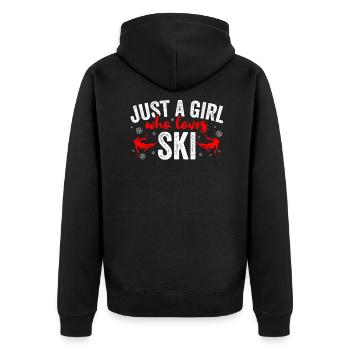 Frauen Lieben Ski fahren und Schnee - Unisex Premium Bio Zip Hoodie - Schwarz - Hinten - Nico (187cm)
