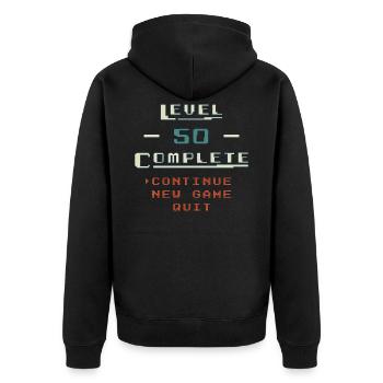 Level Complete continue Game gift idea - Unisex Premium Organic Zip Hoodie - black - Back - Nico (187cm)