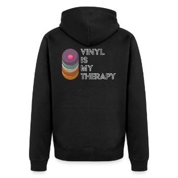 Vinyl Is My Therapy Old School Retro Music Fan - Unisex Premium Organic Zip Hoodie - black - Back - Nico (187cm)