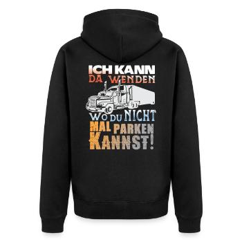 LKW Fahrer tolles Fernfahrer Geschenk - Unisex Premium Bio Zip Hoodie - Schwarz - Hinten - Nico (187cm)