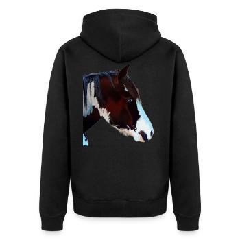 Rebell/Prinzessin - Unisex Premium Bio Zip Hoodie - Schwarz - Hinten - Nico (187cm)